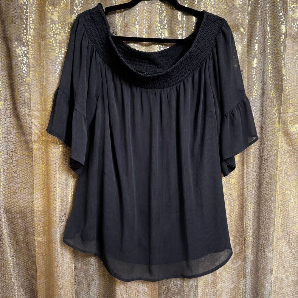 Torrid Dark GrayβOff Shoulder Chiffon Blouse Top Size 2X NWT